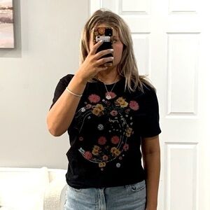 Cavalli Class Short Sleeve Tee in Black Floral